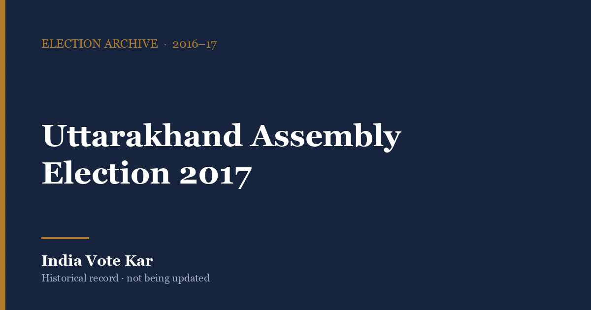 Uttarakhand Assembly Election 2017, India Vote Kar election archive