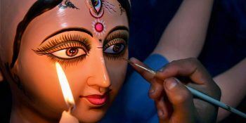 idol of goddess Durga ahead of Durga Puja festival