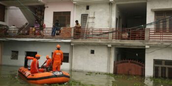 floods by the River Ganges in Prayagraj