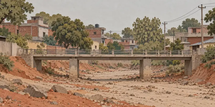AAP Second List of Candidates for Punjab Assembly Elections 2017 1 A dry riverbed with a narrow footbridge