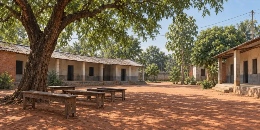 AAP Third List of Candidates for Punjab Assembly Elections 2017 1 A rural school courtyard with a neem tree and empty benches