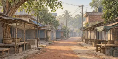 A morning market lane before the stalls open