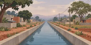 An irrigation canal running straight to the horizon