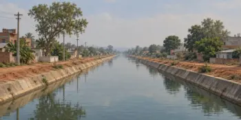 An irrigation canal running straight to the horizon