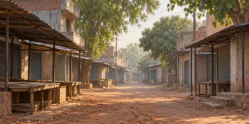 A morning market lane before the stalls open