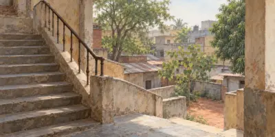 Union Budget 2017 7 A staircase in an old public building with worn stone steps